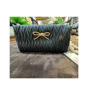 Vince Comuto Elegant Black Clutch/make up bag with Bow Accent